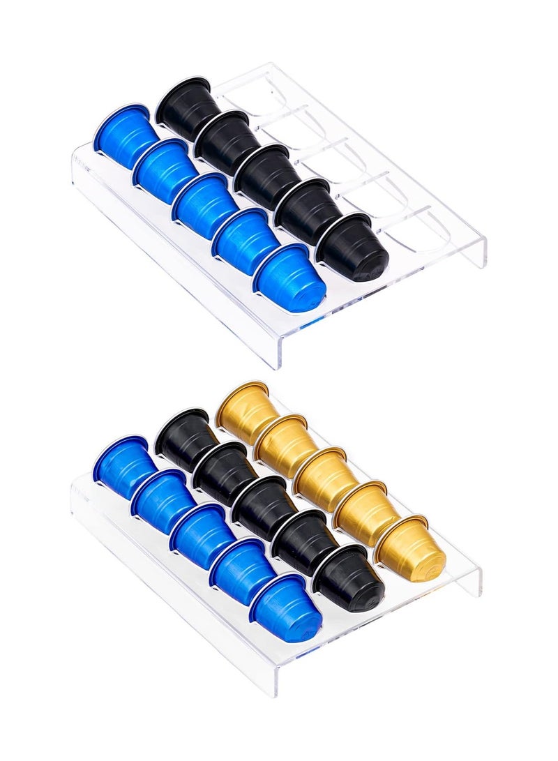 TPGP 2 Pack Acrylic Clear Coffee Pod Holder Organizer Tray, Coffee Pod Organizer for 15 OriginalLine Pods, Countertop or In Drawer Storage for Office, Home or Kitchen - 30 Pods - Image 1