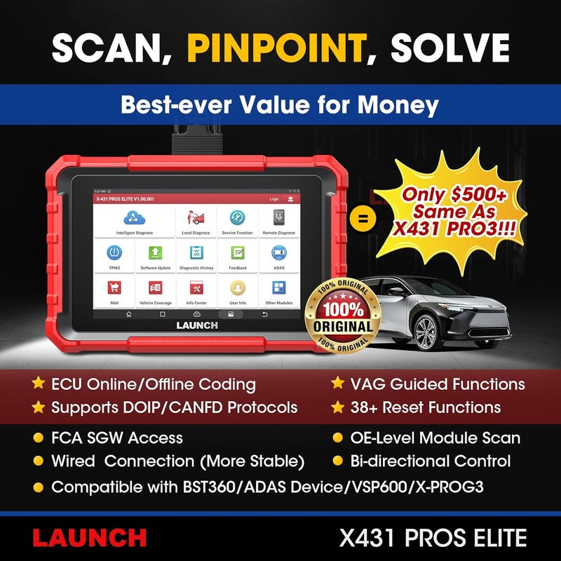 LAUNCH X431 PROS Elite Bidirectional Scanner ECU Coding CANFD DoIP - Image 2