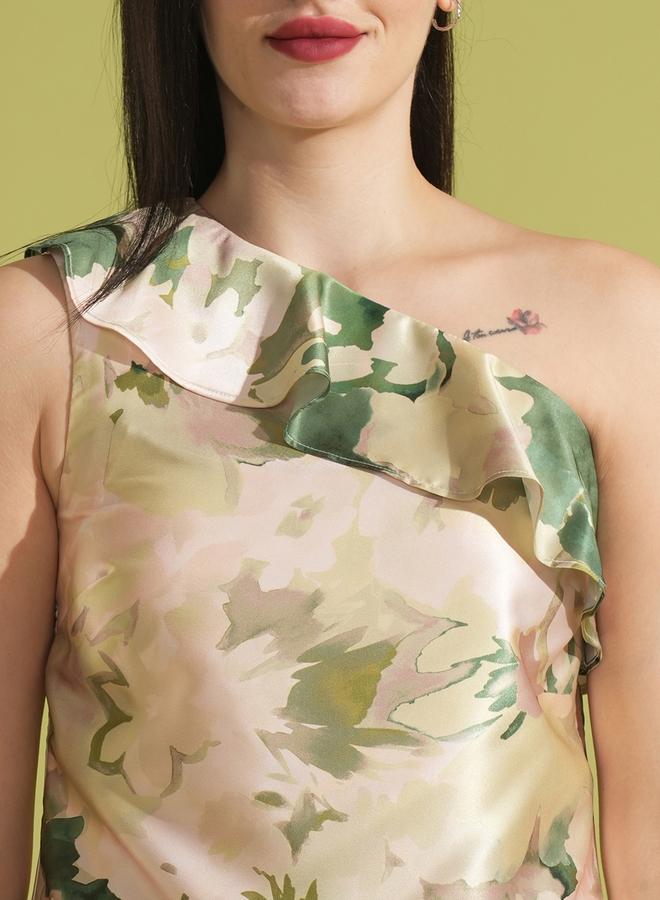 Globus Satin Floral Print Ruffled Top and Trousers Co-Ords - Image 4