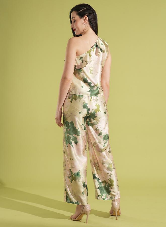 Globus Satin Floral Print Ruffled Top and Trousers Co-Ords - Image 3