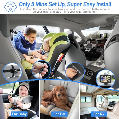 Itomoro Baby Car Camera USB Plug 43 HD Car Baby Monitor with Camera Night Vision Safety Seat Baby Car Mirror for Rear Facing 5 Mins Easy Installation - Image 3