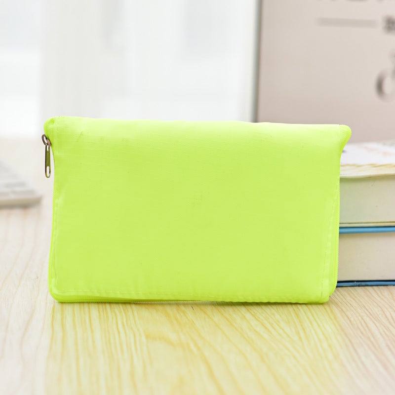 Folding Shopping Bag Portable Large Environmental Bag Oxford Cloth Thickened Handbag Waterproof Zipper Bag for Repeated Use Bright yellow 