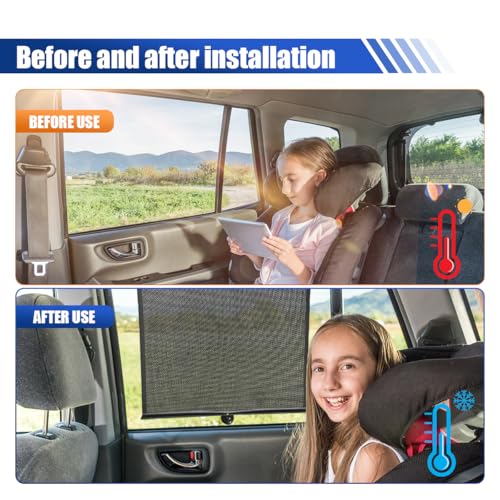DUSCOKE 2PCS Car Side Window Sun Shade for Baby/Kids- 18"×14" Retractable Roller Car Window Shade with Suction Cups - Blocks Heat and UV Rays Glare Protection- Baby Travel Accessories for Cars (Black) - Image 4