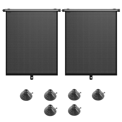 DUSCOKE 2PCS Car Side Window Sun Shade for Baby/Kids- 18"×14" Retractable Roller Car Window Shade with Suction Cups - Blocks Heat and UV Rays Glare Protection- Baby Travel Accessories for Cars (Black) - Image 1