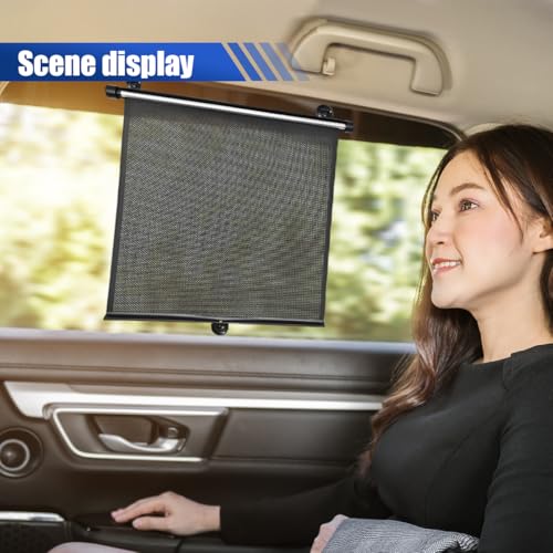 DUSCOKE 2PCS Car Side Window Sun Shade for Baby/Kids- 18"×14" Retractable Roller Car Window Shade with Suction Cups - Blocks Heat and UV Rays Glare Protection- Baby Travel Accessories for Cars (Black) - Image 5