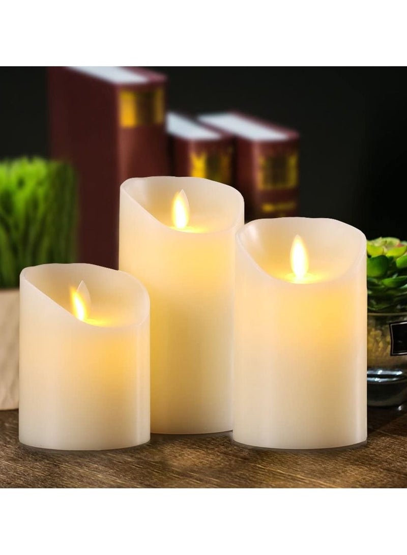 Luma 3-Piece Real Wax Flameless Candles With Remote Control Cream - Image 1