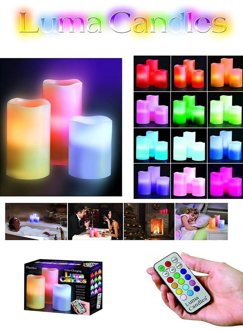 Luma 3-Piece Real Wax Flameless Candles With Remote Control Cream - Image 3