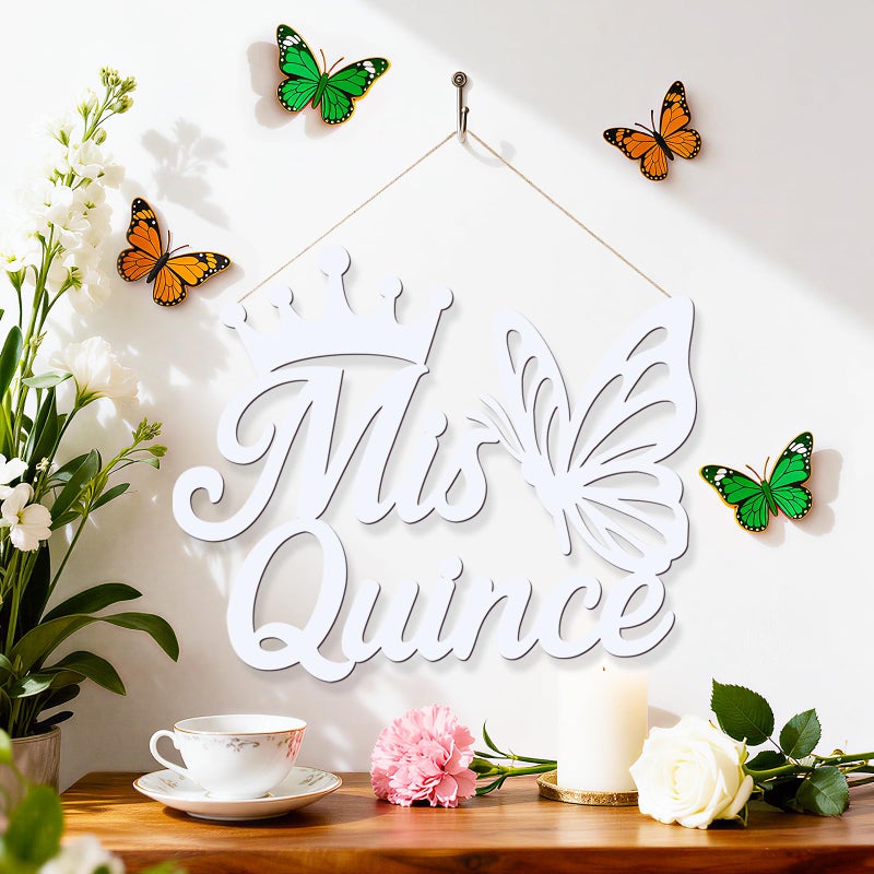 MASTRON Mis Quince Wooden Sign QuinceaÃ±era - 15th Birthday Decorations QuinceaÃ±era Banner for Girls Party Backdrop Mis Quince 15th Birthday Gifts Wall Decor Photo Booth (White) - Image 4