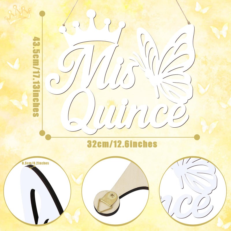 MASTRON Mis Quince Wooden Sign QuinceaÃ±era - 15th Birthday Decorations QuinceaÃ±era Banner for Girls Party Backdrop Mis Quince 15th Birthday Gifts Wall Decor Photo Booth (White) - Image 2