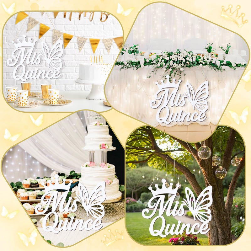 MASTRON Mis Quince Wooden Sign QuinceaÃ±era - 15th Birthday Decorations QuinceaÃ±era Banner for Girls Party Backdrop Mis Quince 15th Birthday Gifts Wall Decor Photo Booth (White) - Image 3