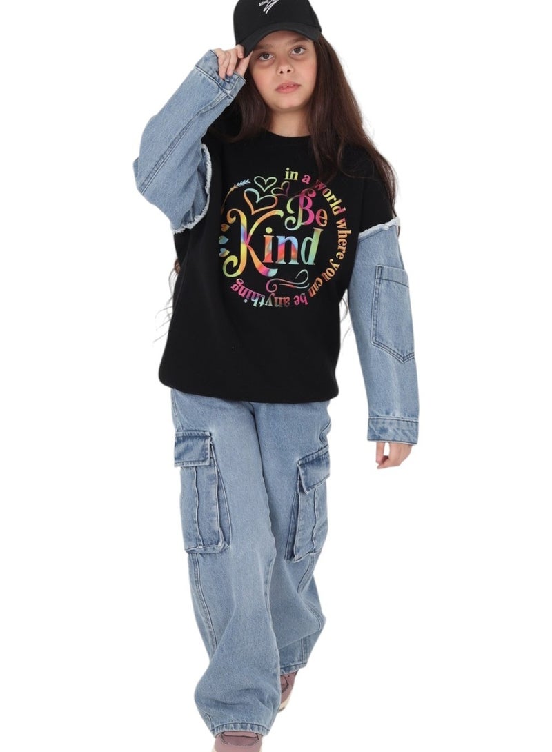 CHOiCE Girls' Winter Denim Pajama "KIND" - Stylish and Comfortable (Code 678) - Image 1