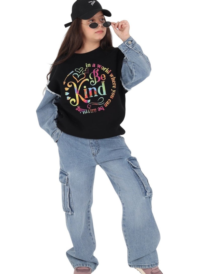 CHOiCE Girls' Winter Denim Pajama "KIND" - Stylish and Comfortable (Code 678) - Image 2