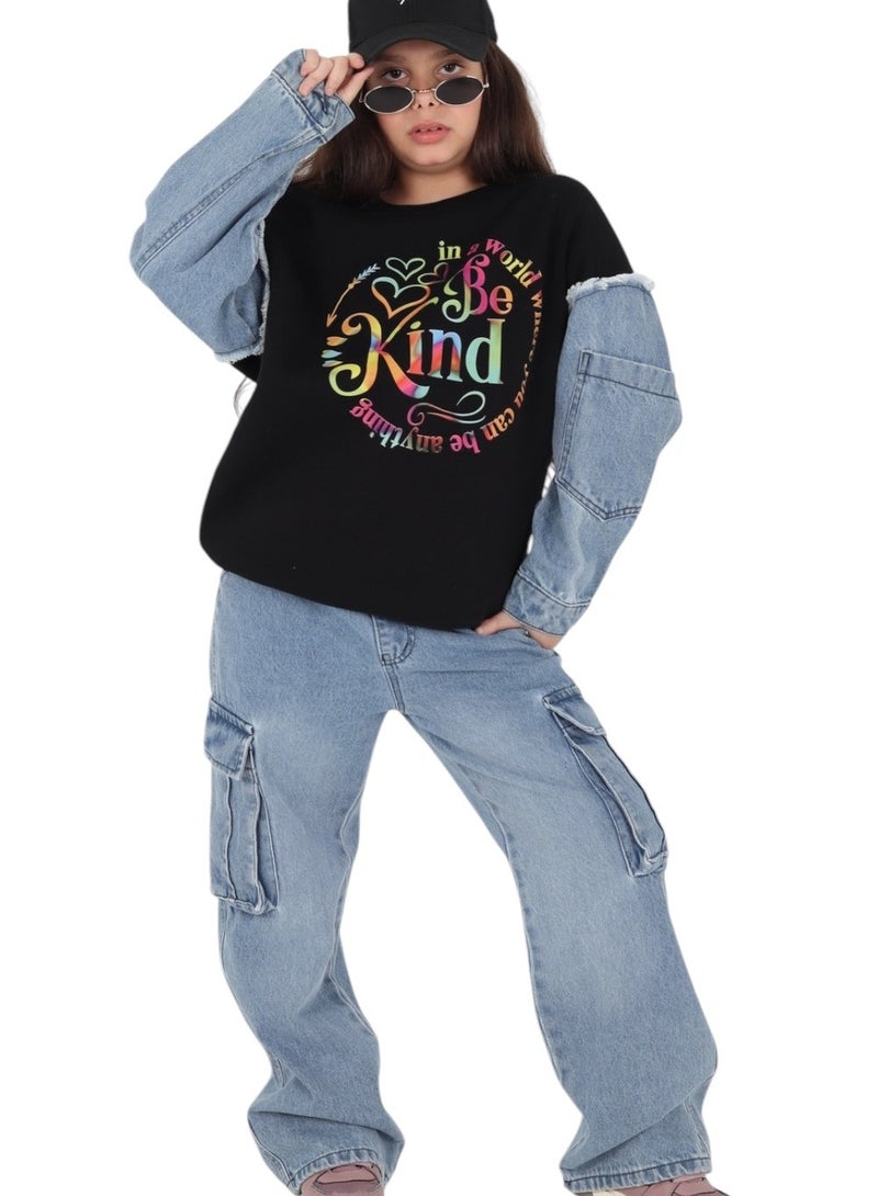 CHOiCE Girls' Winter Denim Pajama "KIND" - Stylish and Comfortable (Code 678) - Image 3