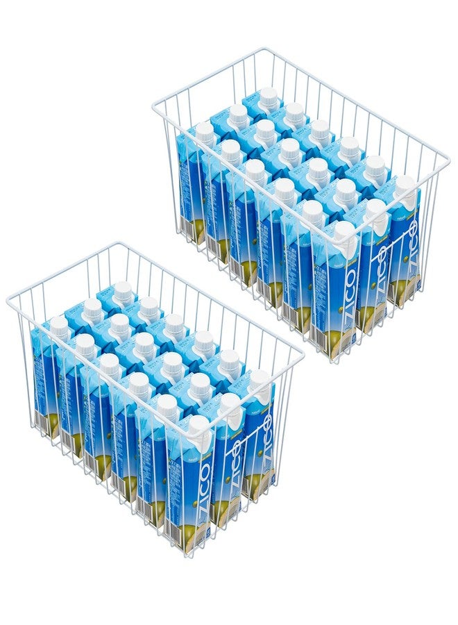lonpute 16inch Farmhouse Freezer Wire Baskets Organizer Storage Bins Large Organizer Baskets with Handles for Storage, Office, Kitchen, Pantry, Cabinet, Closets - Set of 6 (White 6) - Image 2