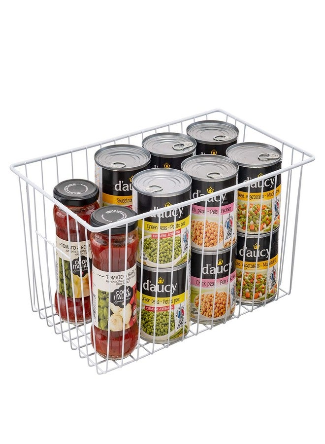 lonpute 16inch Farmhouse Freezer Wire Baskets Organizer Storage Bins Large Organizer Baskets with Handles for Storage, Office, Kitchen, Pantry, Cabinet, Closets - Set of 6 (White 6) - Image 5