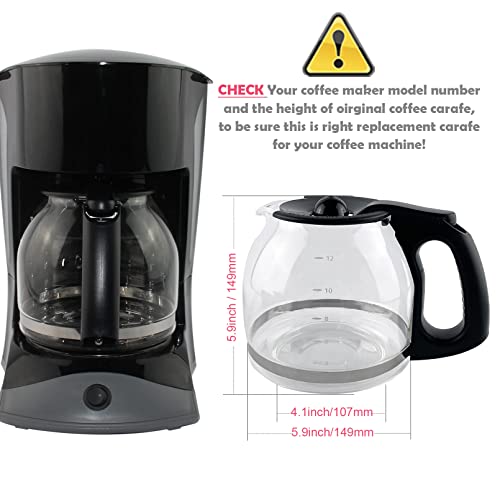 Cestlaive 12-Cup Replacement Coffee Carafe Compatible with Mr. Coffee Coffee maker Pot, Replace Part# PLD12 PLD12-RB Series, Black Handle - Image 3