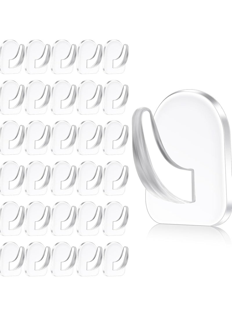 30 Pcs Clear Adhesive Wall Hooks for Hanging, Heavy Duty Removable Utility Hooks, Waterproof Oilproof Sticky Hangers for Home Kitchen Bathroom Bedroom Office - Image 1