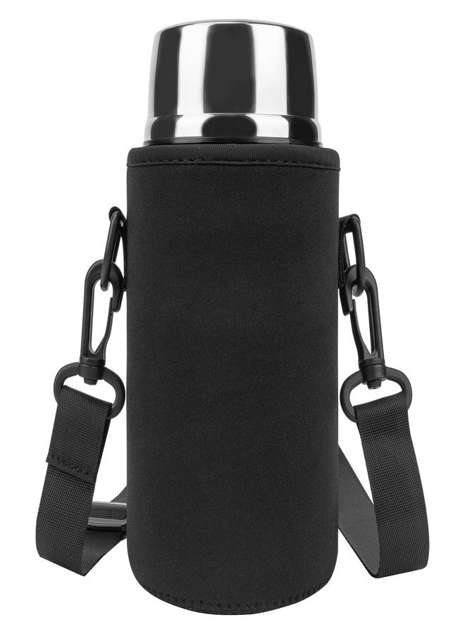 لينكيديا حامل برطمانات حرارية من Linkidea، حقيبة غداء معزولة بحزام كتف، مناسبة للعمل المكتبي والنزهات الخارجية، متوافقة مع برطمانات THERMOS سعة 24 أونصة، وSerlium، وBidakid، وBlockhutte (أسود) - Image 1