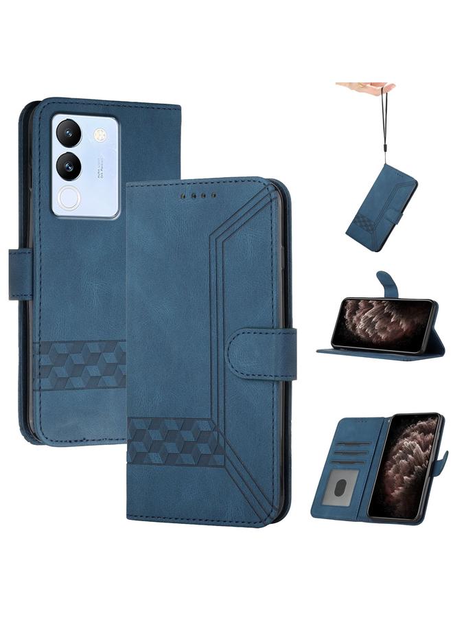 Case For vivo V30 Lite 5G Global Cubic Skin Feel Flip Leather Phone Case