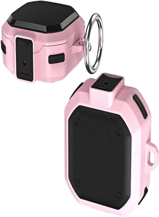 Shock-Proof Hard PC Bumper Case Cover For Galaxy Pads Pro/Galaxy Buds Life/Badges 2 with Keychain Clip And Secure Lock Belts (Pink)