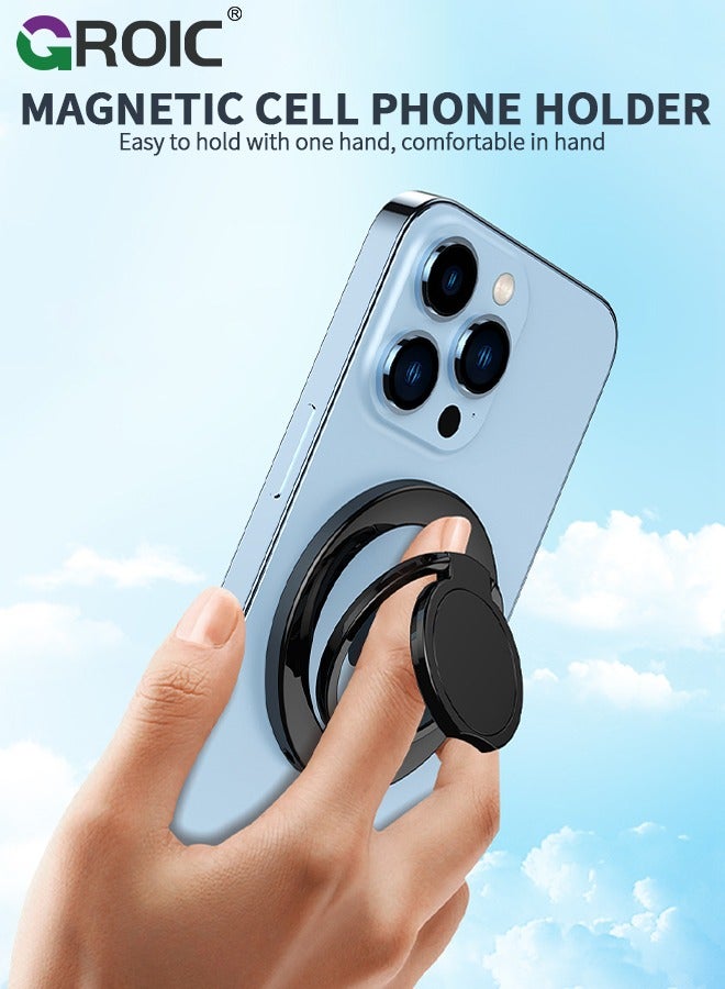 GROIC Magnetic Phone Ring Holder for Mag-Safe,Magnetic Phone Ring Stand Finger Grip with Two-Sided Adjustable Magnetic Compatible for iPhone, iPad and Smartphones, Compatible with Magnetic Car Mount  - Image 2