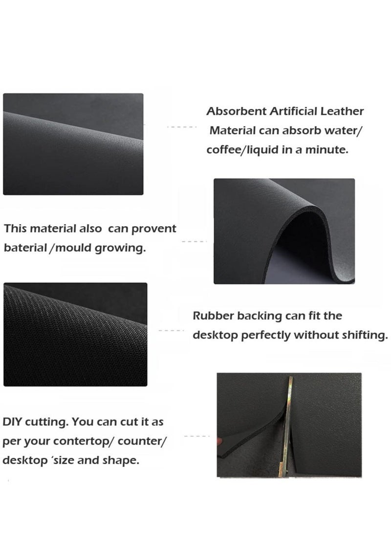 Captaintech Dish Drying Diatomaceous Earth Mat, Absorbent Drip Protector Drainer, Coffee Bar Pad, Sink Draining Board Mat (24 * 15.75 inch) for Kitchen, Bathroom, Toilet Counter Top– Dark Grey - Image 3