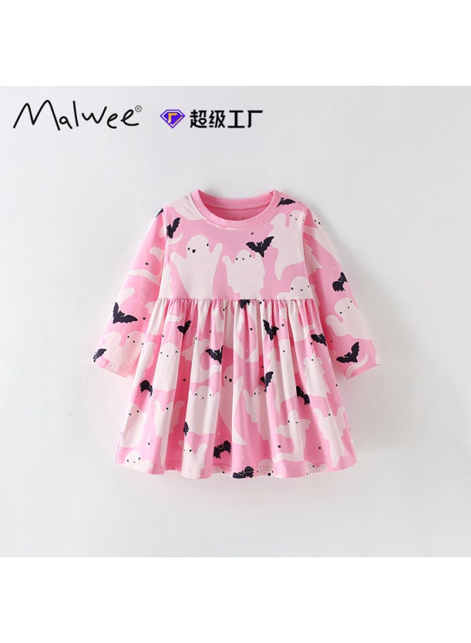 Girls Autumn Winter Dress European and American Style Kids Round Neck Long Sleeve Princess Dress