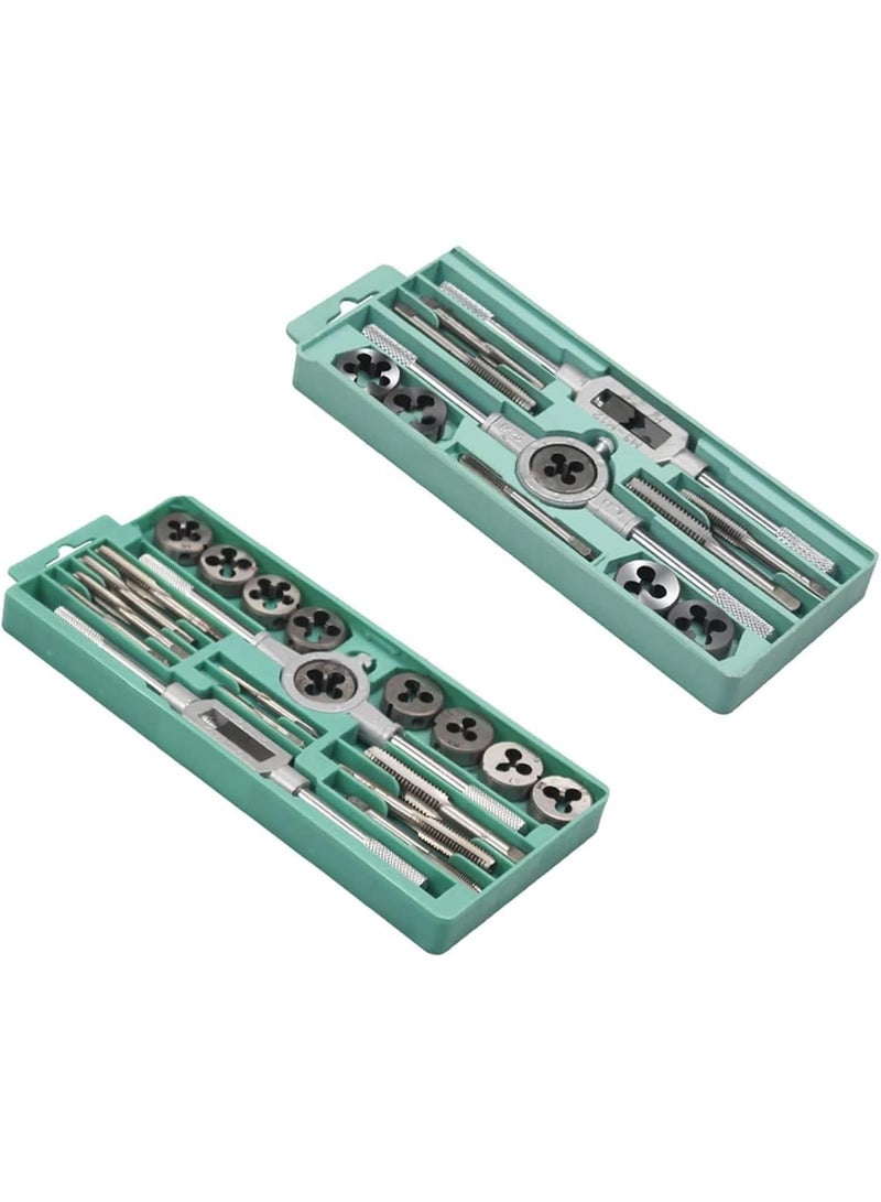 GGOOT Diy Hand Tools Hardware 12/20Pcs Tap And Die Set Tap Wrench Threading Tools Metric Hand Tapping Tools For Metalworking Screw Thread Tap Die Tap (Color : 12 Piece Set) - Image 2