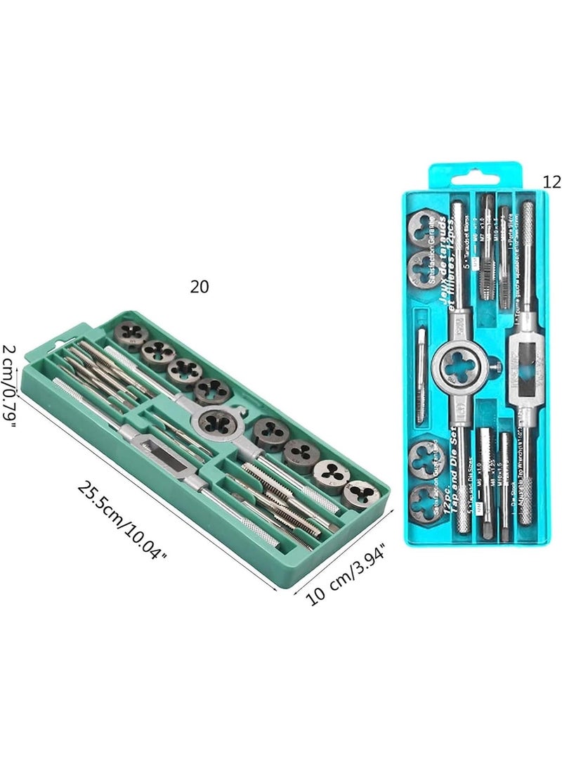 GGOOT Diy Hand Tools Hardware 12/20Pcs Tap And Die Set Tap Wrench Threading Tools Metric Hand Tapping Tools For Metalworking Screw Thread Tap Die Tap (Color : 12 Piece Set) - Image 4