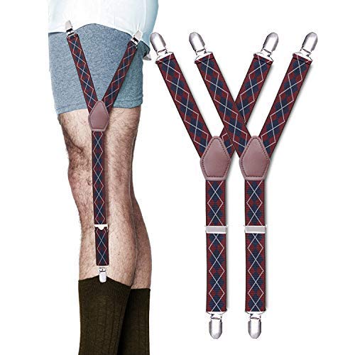 GUSTAVE® 1 Pair Premium Y Shape Shirt Stays Dress Shirt Garters with Non-Slip Locking Clamps and Adjustable Straps, Argyle - Image 2