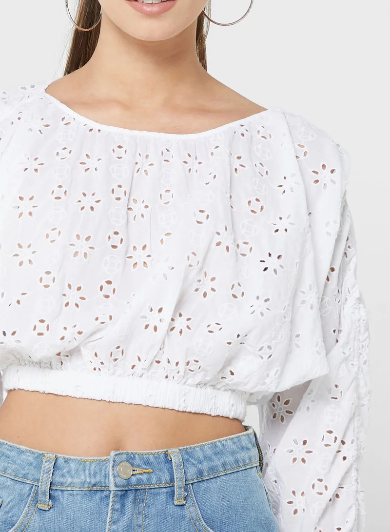 TOPSHOP Puff Sleeve Tie Detail Top