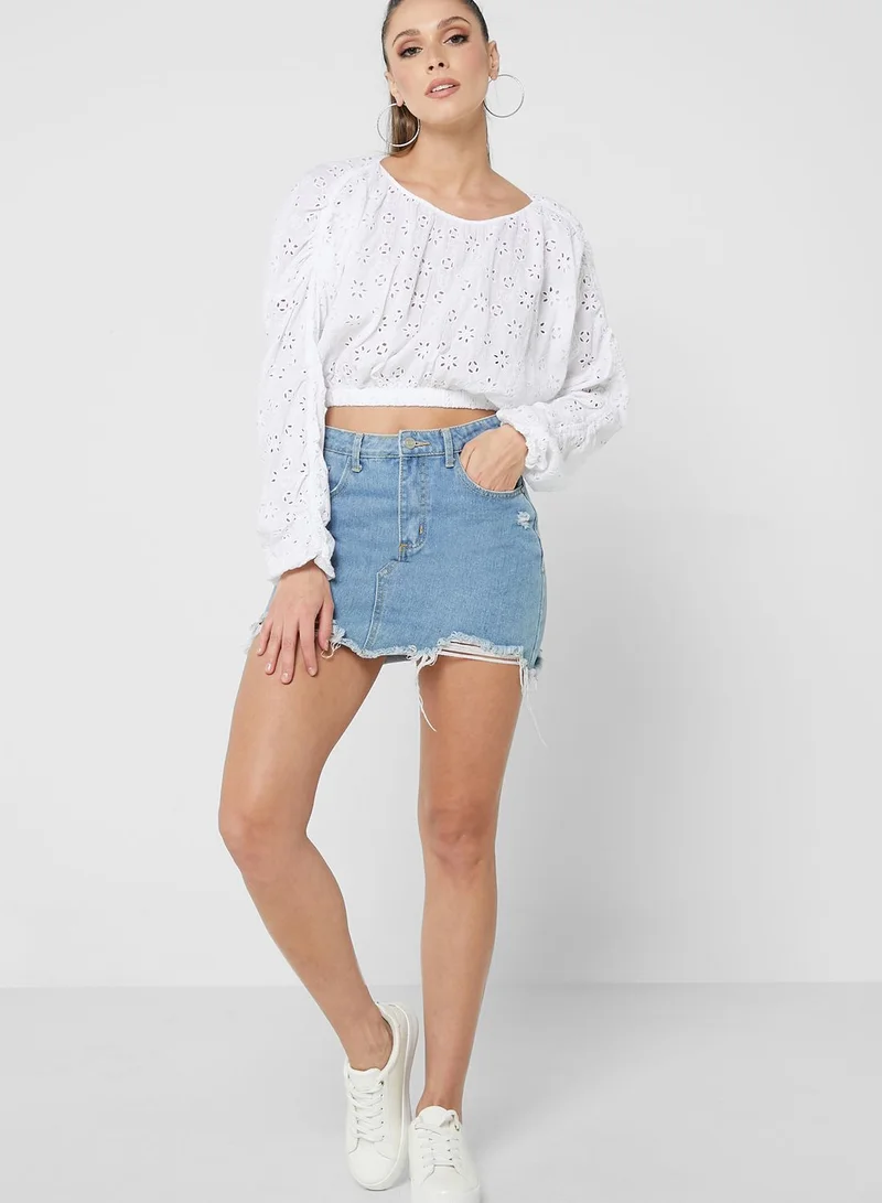 TOPSHOP Puff Sleeve Tie Detail Top