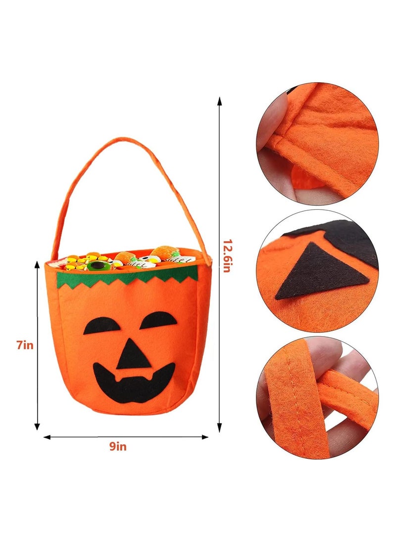 2 Pack Pumpkin Candy Bags, Non-Woven Gift Bags for Kids Trick or Treat Bags, Treat Bags, Candy Bucket Halloween (A) - Image 2