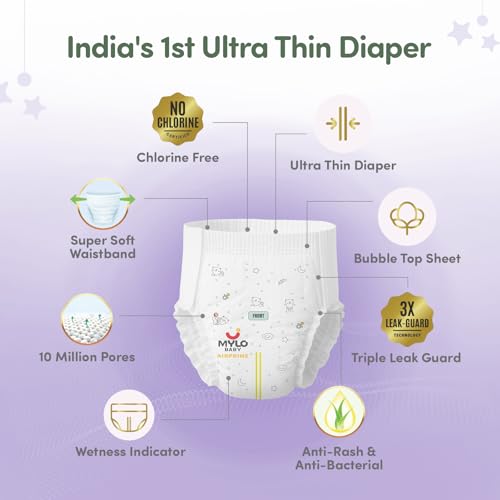 Mylo Baby AirPrime Premium Diaper Pants Large (L) Size (9–14 kgs) (24 Count) Leak Proof | Ultra-Thin & Breathable | Up to 12 Hours Protection | No Rashes - Image 3
