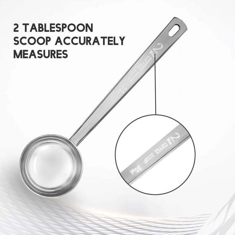 Timoo 5 Pcs Coffee Scoop 2 Tablespoon Scoop Stainless Steel Tablespoon Measuring Spoon Long Handle for Powder Ground Coffee Tea Sugar - Image 5