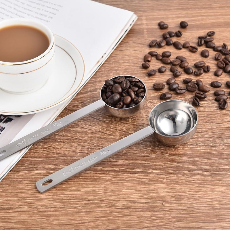 Timoo 5 Pcs Coffee Scoop 2 Tablespoon Scoop Stainless Steel Tablespoon Measuring Spoon Long Handle for Powder Ground Coffee Tea Sugar - Image 3