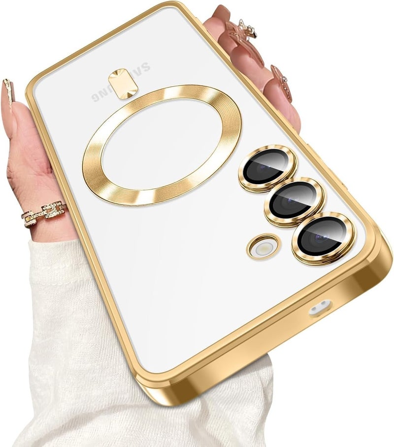 Grabist Phone Case For Samsung Galaxy A16 4G/5G, Clear case with camera lens protector Full protection, MagSafe compatible, scratch-resistant, anti-yellowing (Gold) - Image 1