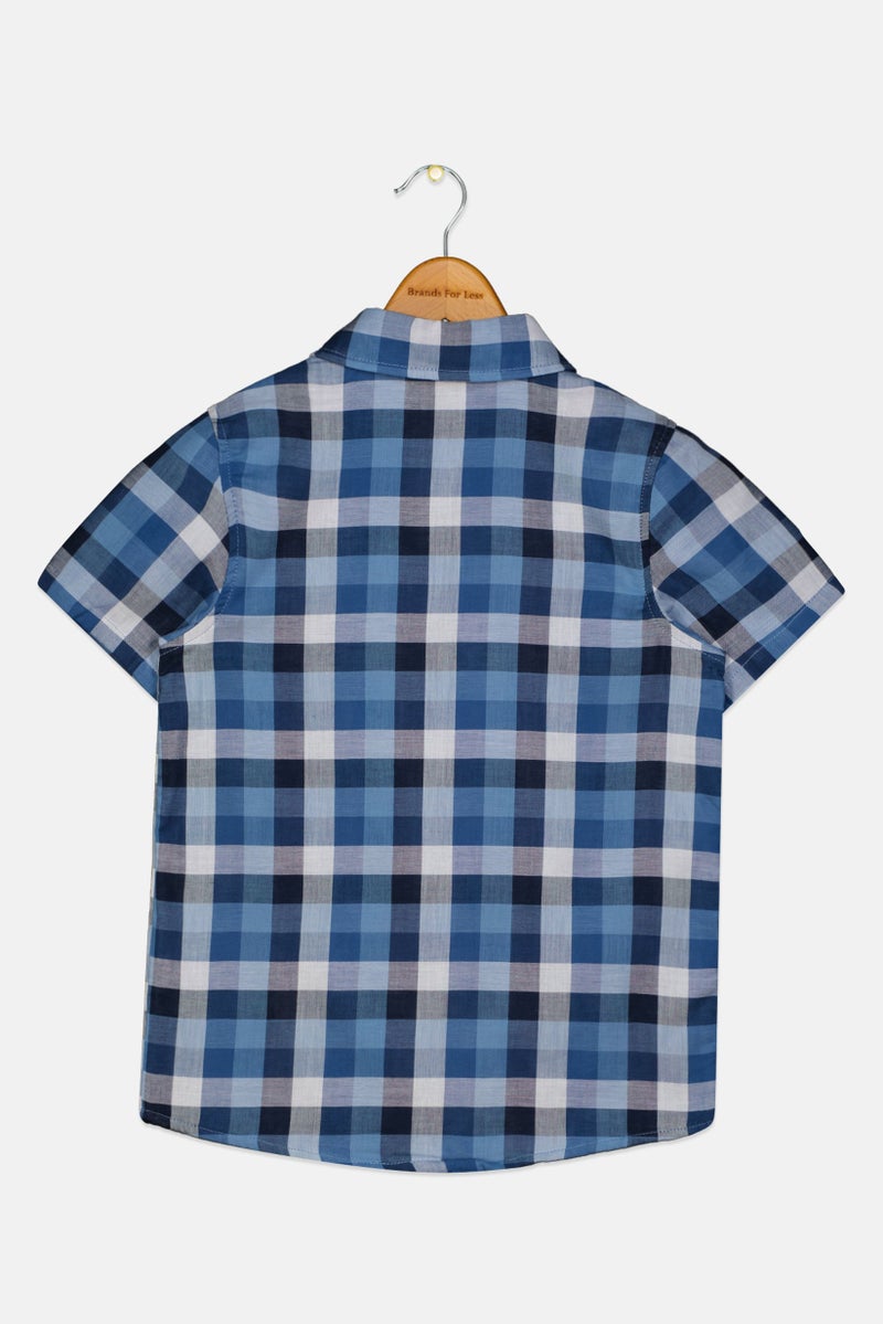 Andy & Evan قميص كاجوال قصير الأكمام للأولاد، مزخرف بمربعات، متعدد الألوان - Image 2