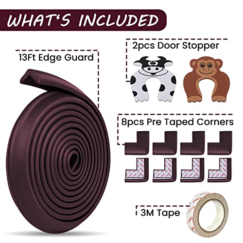Vic Kid® Baby Proofing Edge & Corner Guards Rubber Foam Table Corner Protector for Baby Table Edge Guard (13 Ft Edge + Pre Taped 8 Corners + 2 Pcs Door Stopper) - Image 3