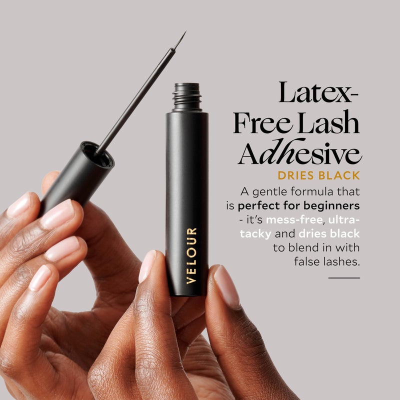 Velour Strong Eyelash Glue â€“ Super Hold Vegan Lash Glue, Brush on Applicator â€“ Premium, Latex-Free Eye Lash Glue for Strip Eyelash Extensions, Lash Adhesive for False Lashes (Black) - Image 2