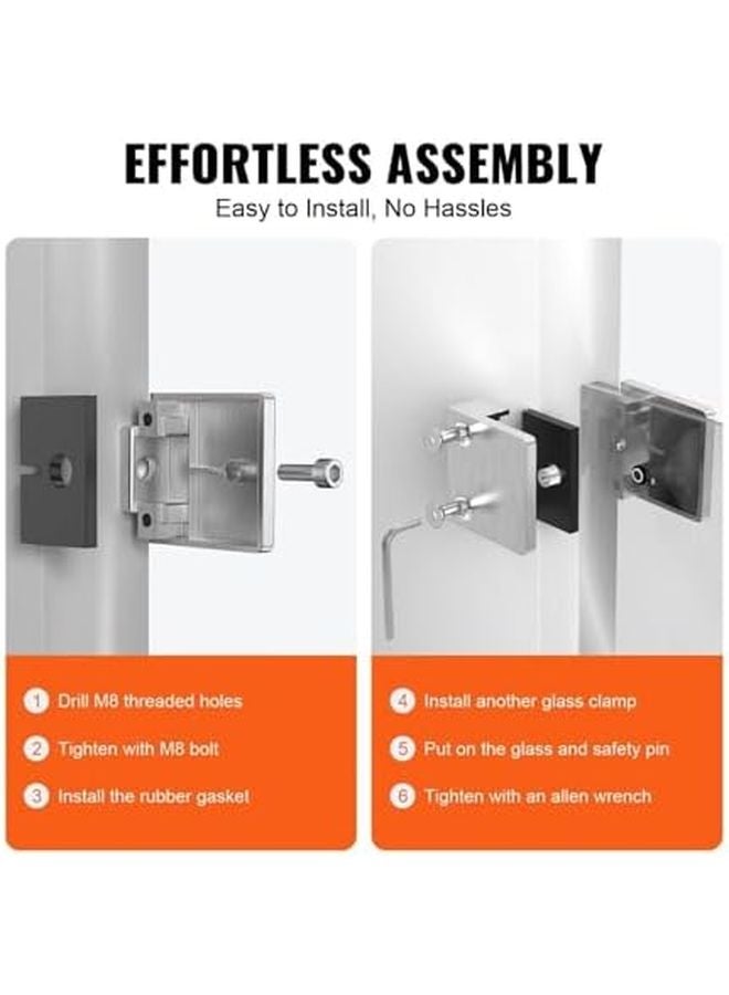 304 Stainless Steel Glass Railing Brackets 4 Pack For 0 31 0 47 Inch Tempered Glass - Image 3