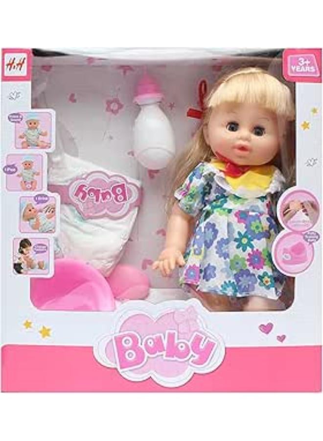 دمية إتش آند إتش للتدريب على استخدام المرحاض والشرب والترطيب للبنات، متعددة الألوان