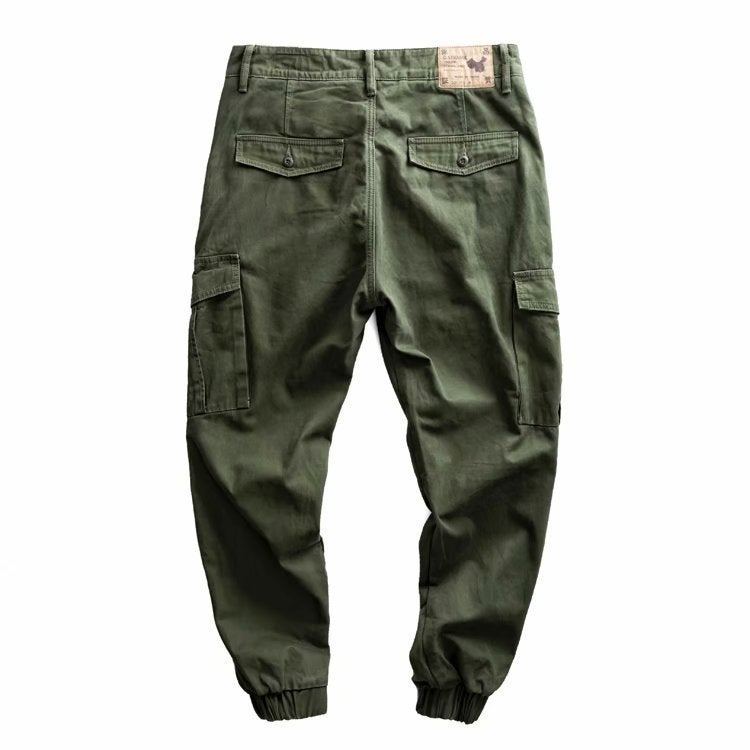 New Outdoor Wear-resistant Special Forces Training Pants Retro Cotton Antique Wash Black Loose Sports Cropped Pants Khaki - Image 5