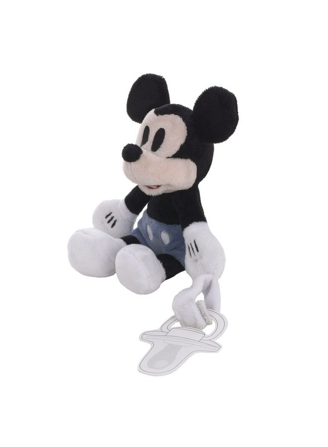 Disney Mickey Mouse White, Blue and Black Plush Buddy Pacifier Holder - Image 1