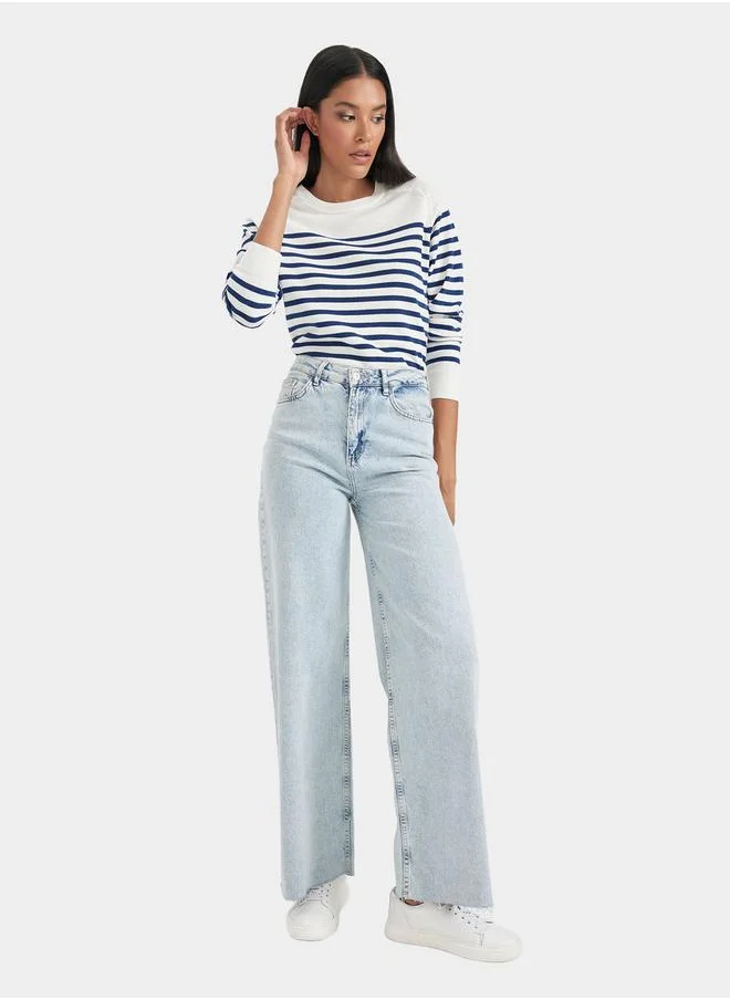 DeFacto Striped Crew Neck Regular Fit Sweater by Styli