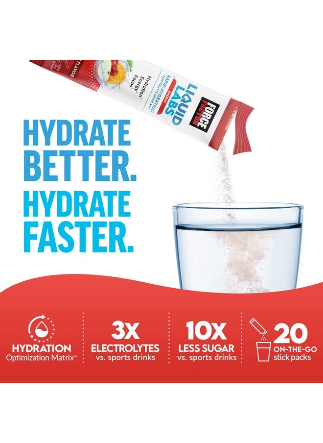 Force Factor Liquid Labs Energy Drink Electrolytes Powder Hydration Packets To Boost Energy & Focus 5 Essential Electrolytes Vitamins Minerals & Antioxidants Fruit Punch Flavor 20 Stick Packs  - Image 3