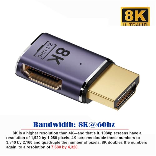 xiwai HDMI 8K Male to HDMI 2.1 Female Flat Horizontal 90 Degree Right Angled UHD Extension Adapter Support 8K 60hz HDTV - Image 4