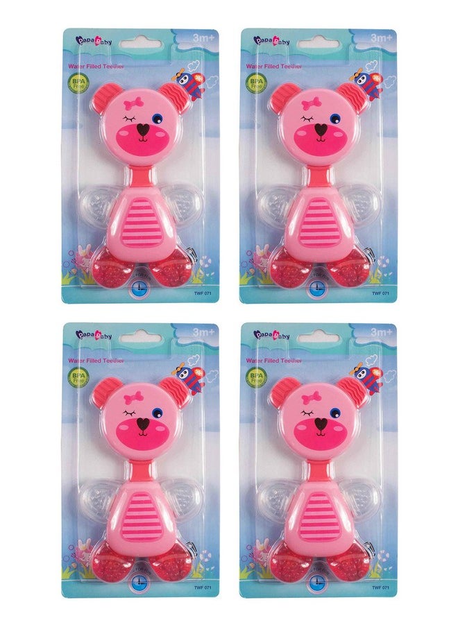 Ole Baby Bpa Free Sterilized Water Filled Silicone Gel Tooth Food Nibbler/Feeder/Cum Rattle Toy For 3 Plus Months (Brown, Panda Shape) Pack Of 4 
