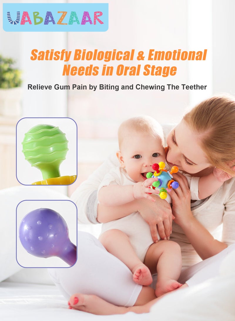 URbazaar 3Pcs Baby Teething Toys, Teething Toys for 3-12 Months Boys Girls, Newborn Baby Toys, Baby Rattles Toys, Sensory Chew Toys, 1 Year Old Baby Shower Gifts - Image 3