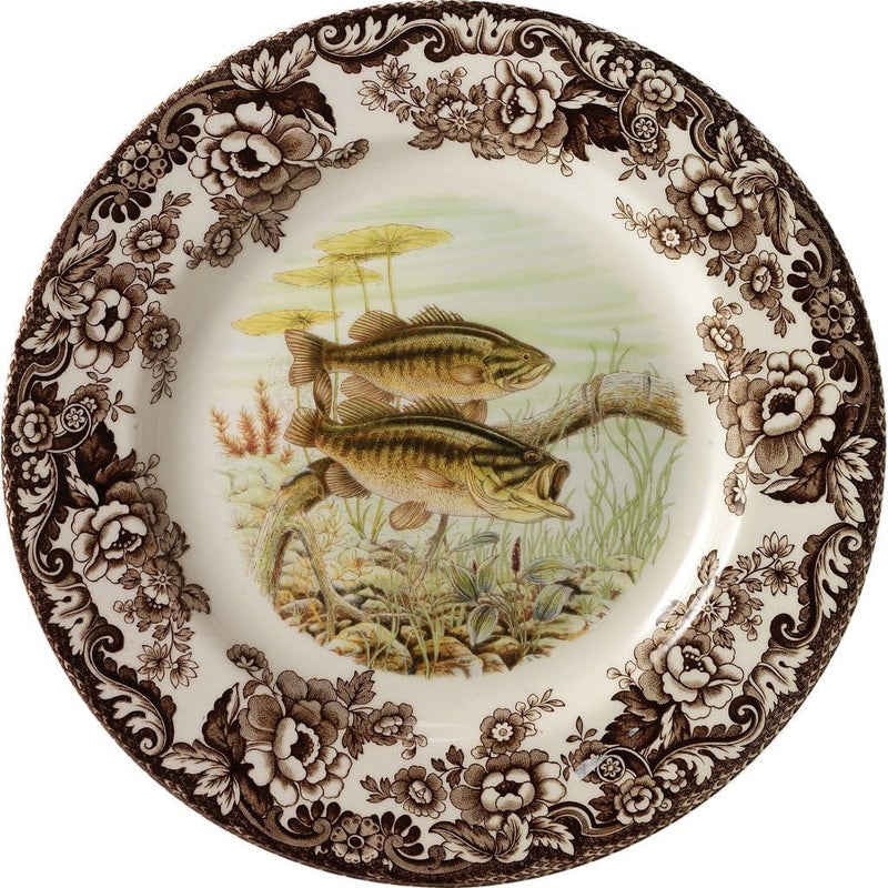 Spode Spode Woodland Salad Plate Bass  8 Inch Plate for Salads Desserts and Sides  Cabin Cottage Lodge Dinnerware  Made in England from Fine Earthenware  Microwave and Dishwasher Safe 